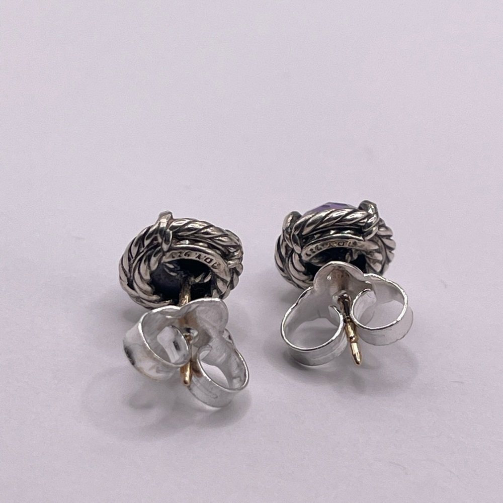 David Yurman Chatelaine Earrings with Black Orchid - Picture 6 of 12